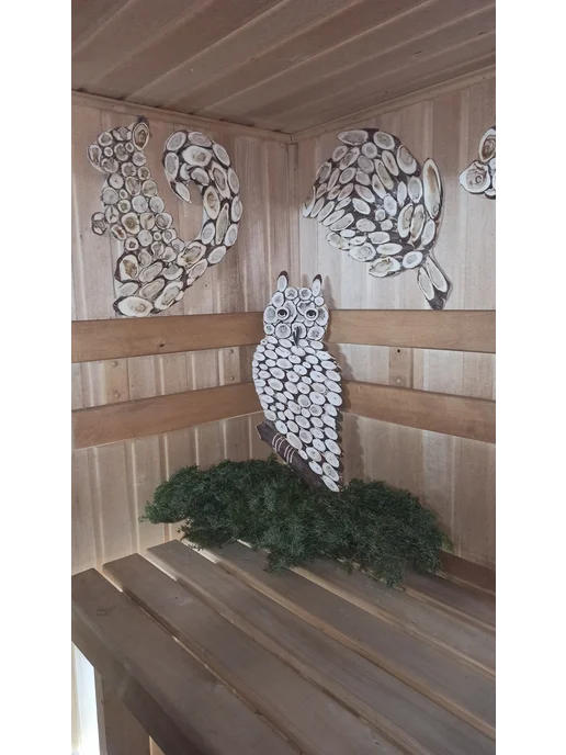 Панно из можжевельника Сова (Филин), вариант, фото 2