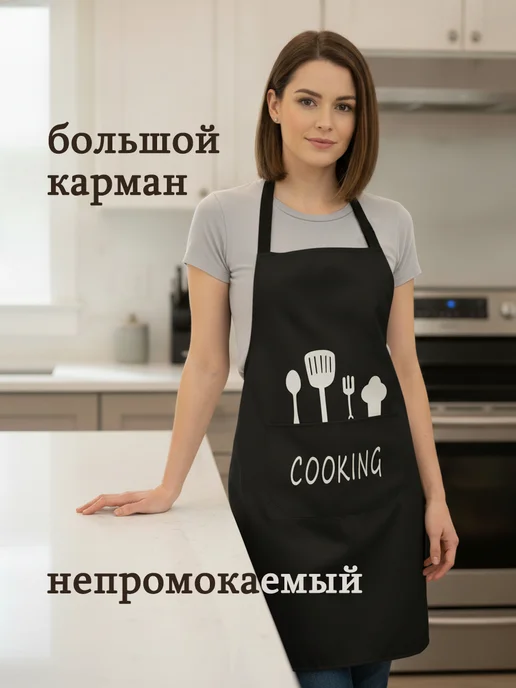EZGOTEX Фартук универсальный кухонный, черный, фото 2