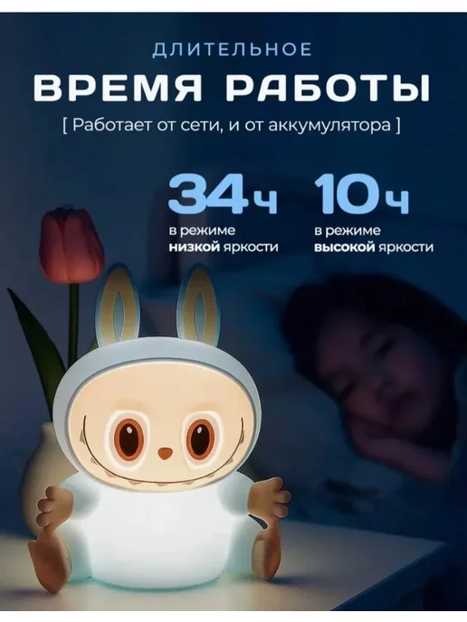 ArmAn & Art Детский ночник Labubu, голубой, фото 2