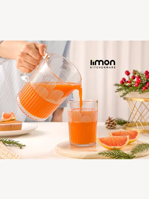 Limon Набор из кувшина и стаканов с принтом, 1 л, фото 2