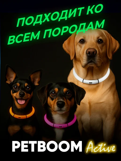 Светодиодный ошейник для собак Petboom 12 Active, розовый, фото 4