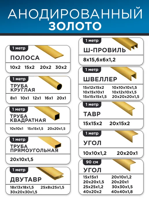 Полоса алюминиевая 30х2 (1 м) золото, 1 шт, 30x2, 1 м, фото 3