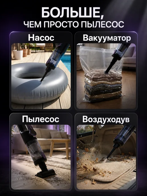 GRENYX Пылесос для автомобиля беспроводной мощный, черный, фото 5