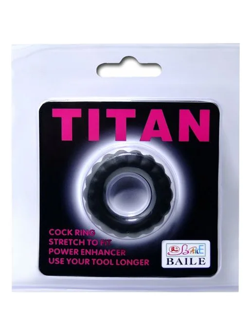 baile Titan — эрекционное кольцо с крупными ребрышками, ⌀2 см, черный, фото 5