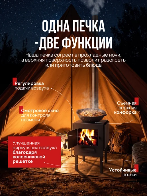 Печь буржуйка отопительная для дачи, гаража, черный, фото 7