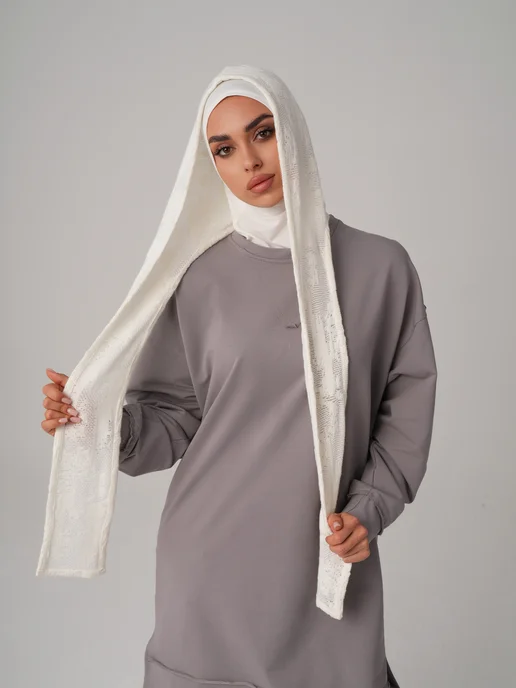 FASHION Хиджаб Капюшон с балаклавой комплект готовый хиджаб Зима Весна, белый, фото 2
