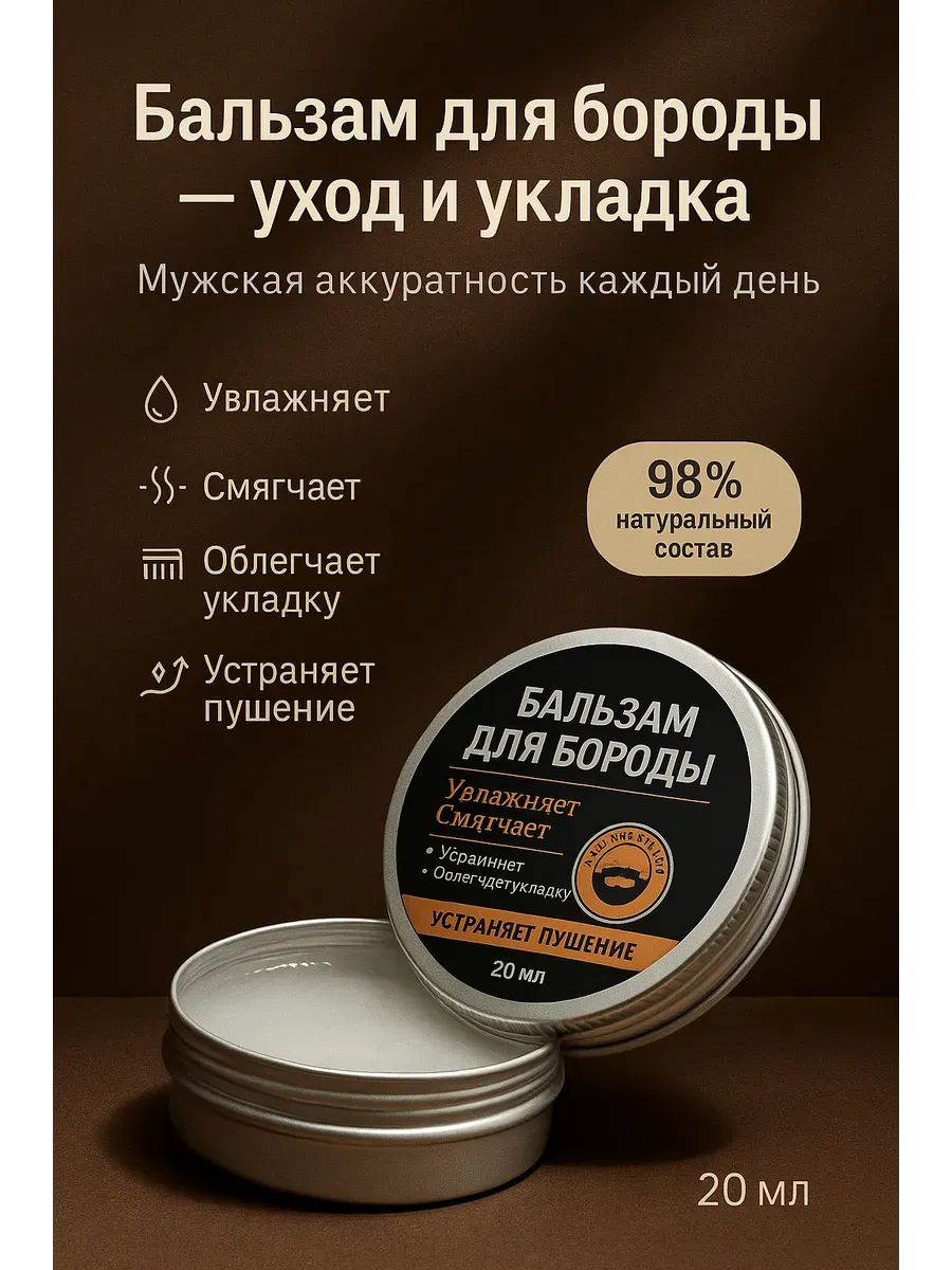 Бальзам для бороды с питанием увлажнением и контролем формы