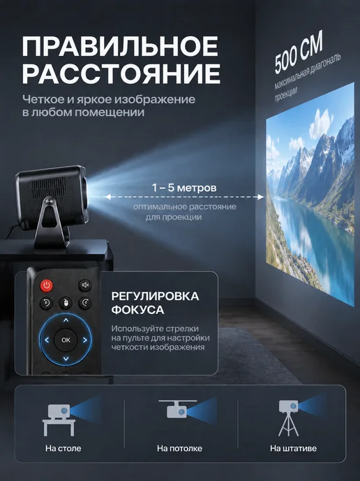 DE MELIRA Проектор для фильмов домашний кинотеатр, черный, фото 3