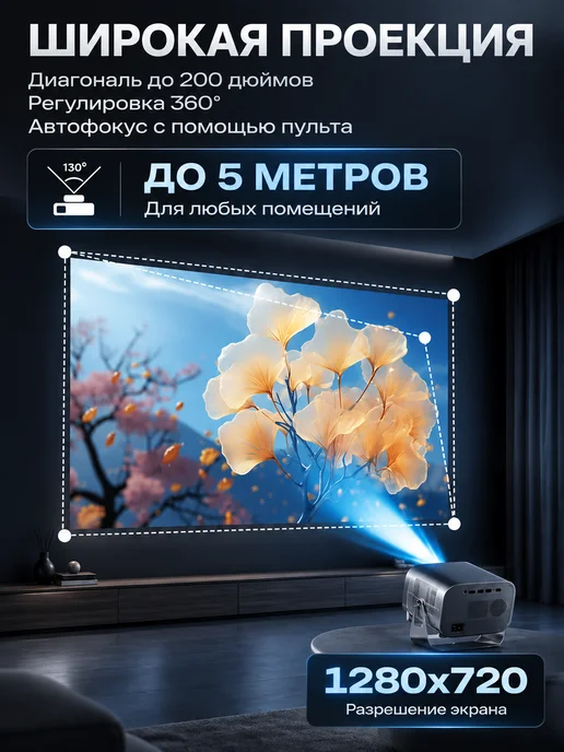 DE MELIRA Проектор для фильмов домашний кинотеатр, черный, фото 6
