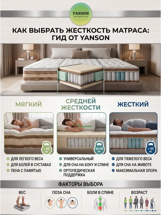 YANSON Твои правила сна Топпер матрас 6 см с эффектом памяти 180х200, 130x190, фото 7