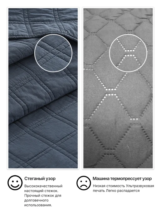 SomniaNest Стеганое покрывало на кровать 240x260 см, 100% хлопок, 240x260 см, фото 5
