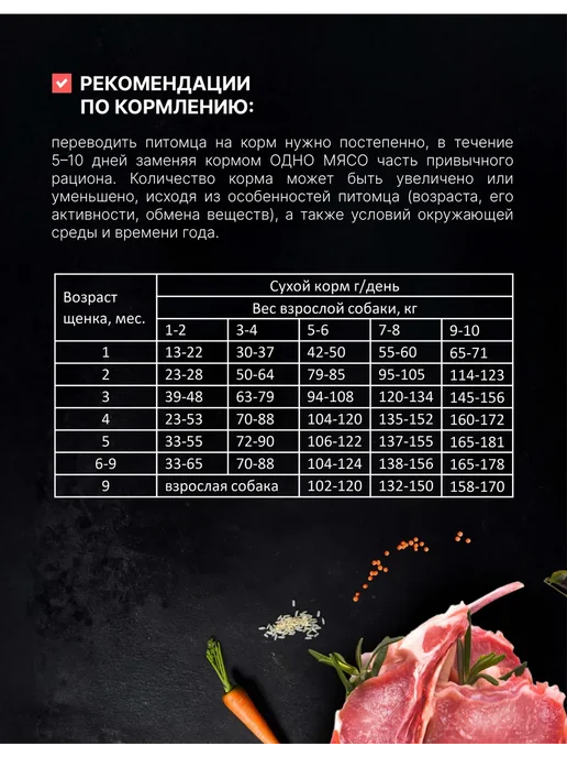 Сухой корм Одно Мясо для собак, мелкие, щенки, мясо, ягненок, 0,8 кг, фото 4