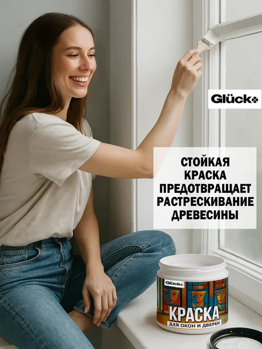 Gluck Краска акриловая De'Art для дверей и окон, серо-голубой, голубой, фото 4
