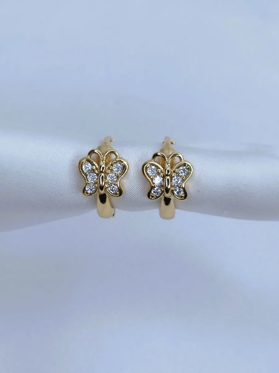 Серьги кольца бабочки ребенку 1,2 см., фото 1
