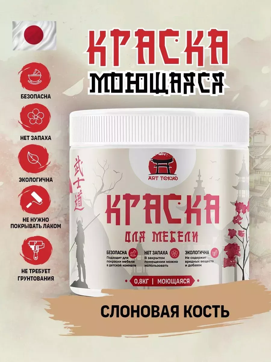 Краска для мебели моющая, полуматовая без запаха