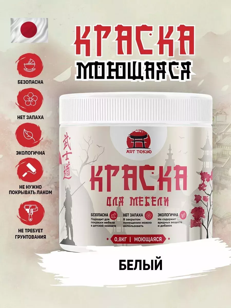 Краска для мебели моющая, полуматовая без запаха