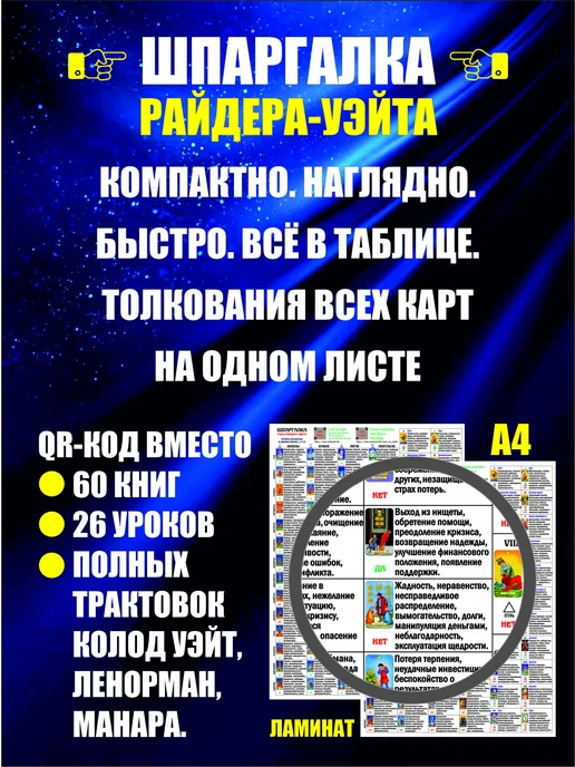 Waite Tarot Карты таро Уэйта обучающие для начинающих со шпаргалкой, вариант, фото 2