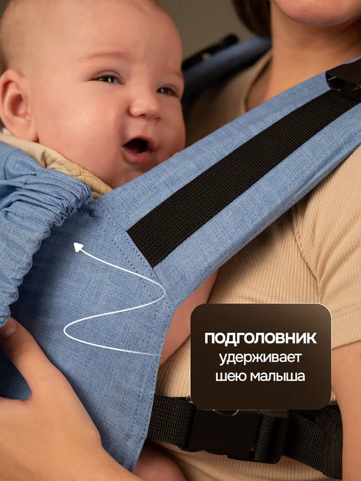 Слингуля Эргорюкзак слинг переноска для детей, голубой, фото 4