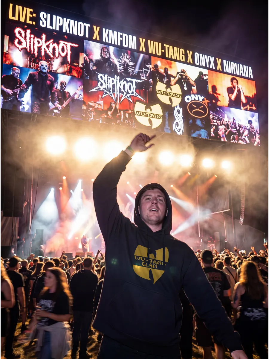 Худи Оверсайз с принтом Wu-Tang Clan Dtf-Maker. Цвет черный.